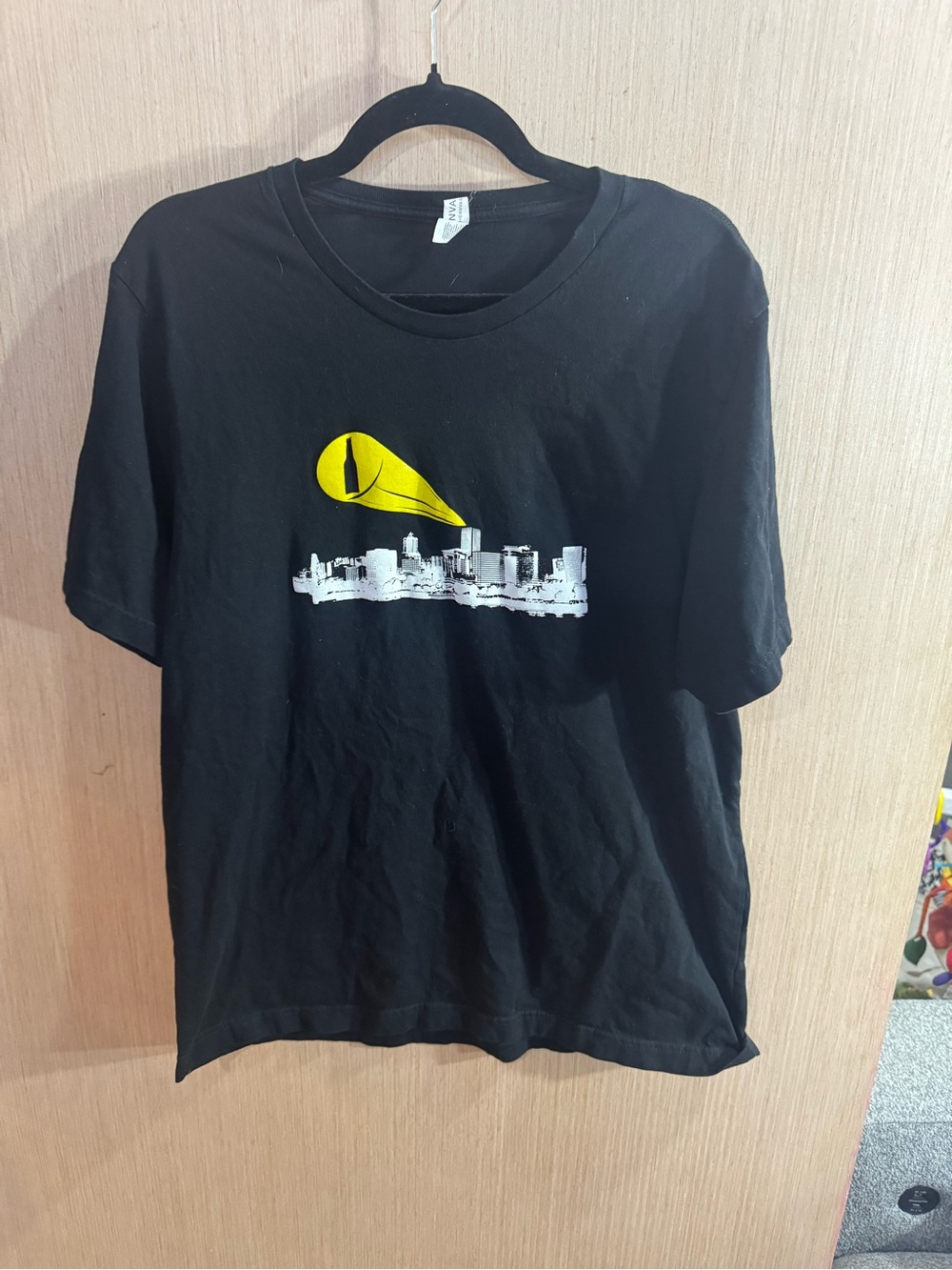 Men’s Bella Canvas Batman Black Graphic Tee with Yellow Spotlight and City Print